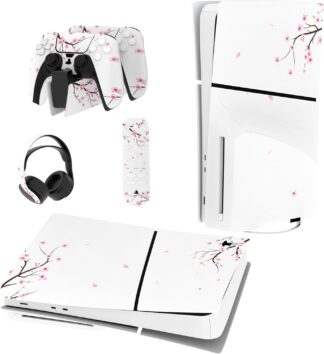 Skin Sticker Playvital HMXPF010 para PS5 Slim Flor de Cerejeira