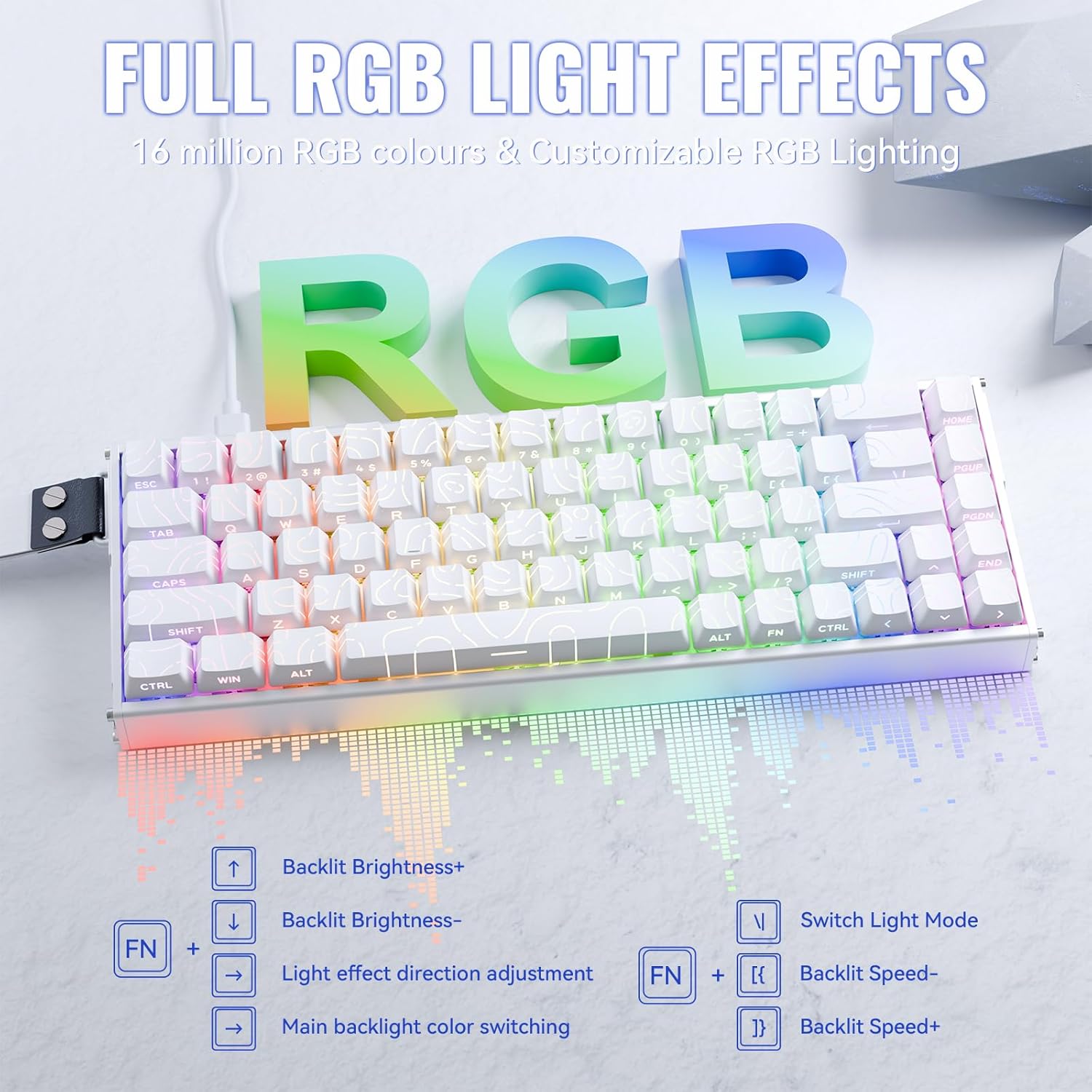 Teclado Gamer ATTACK SHARK X68 MAX HE Alumínio Contorno Branco 7 Teclado Gamer ATTACK SHARK X68 MAX HE Alumínio Contorno Branco - Imagem 7