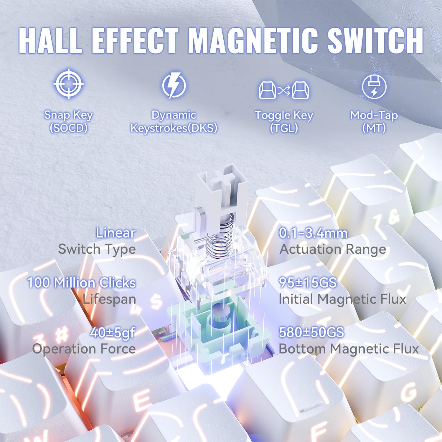 Teclado Gamer ATTACK SHARK X68 MAX HE Alumínio Contorno Branco 4 Teclado Gamer ATTACK SHARK X68 MAX HE Alumínio Contorno Branco - Imagem 4