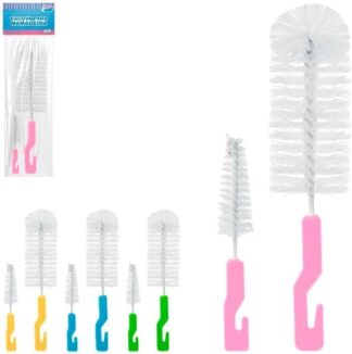 Escova de Mamadeira Rosa com 2 Unidades para Limpeza Eficiente