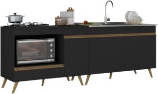 Kit Cozinha Multimóveis MP2290 Balcão Cooktop e Pia 225cm