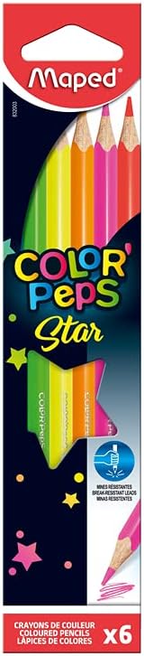 Lápis de Cor Helix Color Peps Fluo 6 Cores Neon Triangular