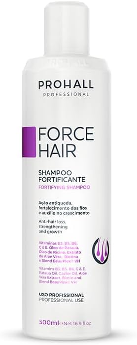 Shampoo Prohall Cosmetic Force Hair 500ml Crescimento e Fortalecimento