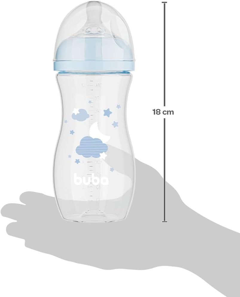 Mamadeira Buba Easy Flow 330ml Azul Anticólica para Bebês 3 Mamadeira Buba Easy Flow 330ml Azul Anticólica para Bebês - Imagem 3