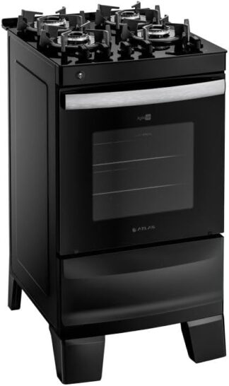 Fogão Atlas Agile Up 4 Bocas Preto com Mesa de Vidro Bivolt