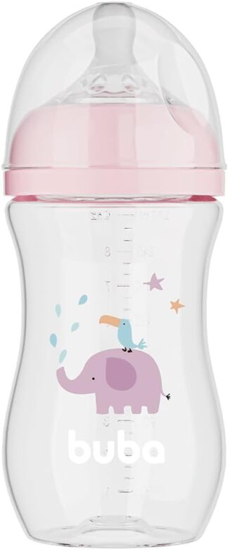 Mamadeira Buba Easy Flow Elefante Rosa 270ml Anticólica