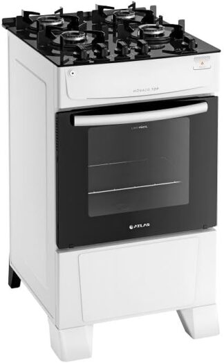 Fogão Atlas Mônaco Top Glass 4 Bocas Branco Acendimento Bivolt