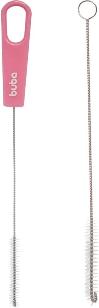 Escova para Canudos Buba Kit com 2 Unidades para Limpeza Rosa