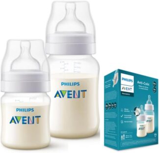 Kit Duplo Mamadeira Anti-Colic Avent 125ml e 260ml Transparente