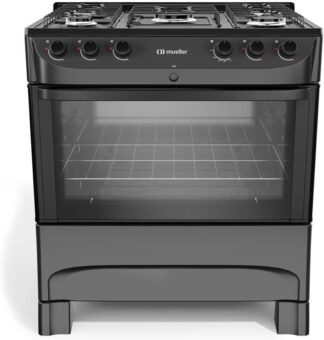 Fogão Mueller 5 Bocas Preto Fosco com Forno 81 Litros Bivolt