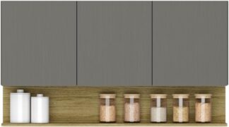 Armário Aéreo Cozinha 3 Portas Line Kits Paraná 1,20m Freijó