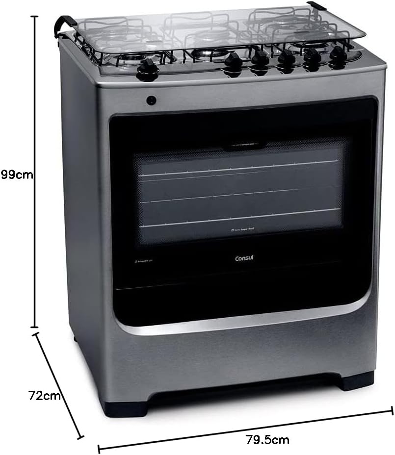 Fogão Consul 5 Bocas Inox com Botões Removíveis Eficiente 4 Fogão Consul 5 Bocas Inox com Botões Removíveis Eficiente - Imagem 4