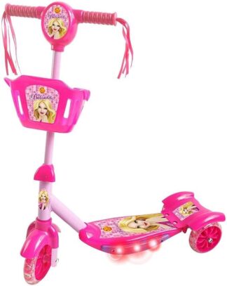 Patinete DM Toys Infantil Rosa com Cesta Luz e Som Musical