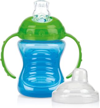 Copo com Alça Nuby Antivazamento de Silicone para Bebês Azul