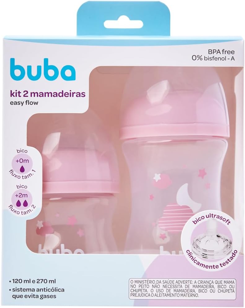 Mamadeira Buba Easy Flow Kit 2 Unidades Anticólica Rosa 4 Mamadeira Buba Easy Flow Kit 2 Unidades Anticólica Rosa - Imagem 4