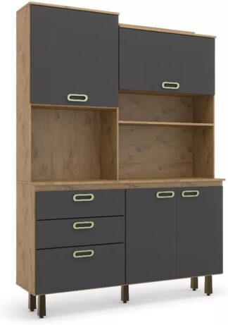 Armário de Cozinha Multiuso Rc3 4 Portas 3 Gavetas Granito