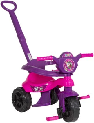 Triciclo Infantil Kendy Kemotoca Baby Dog Rosa com Haste