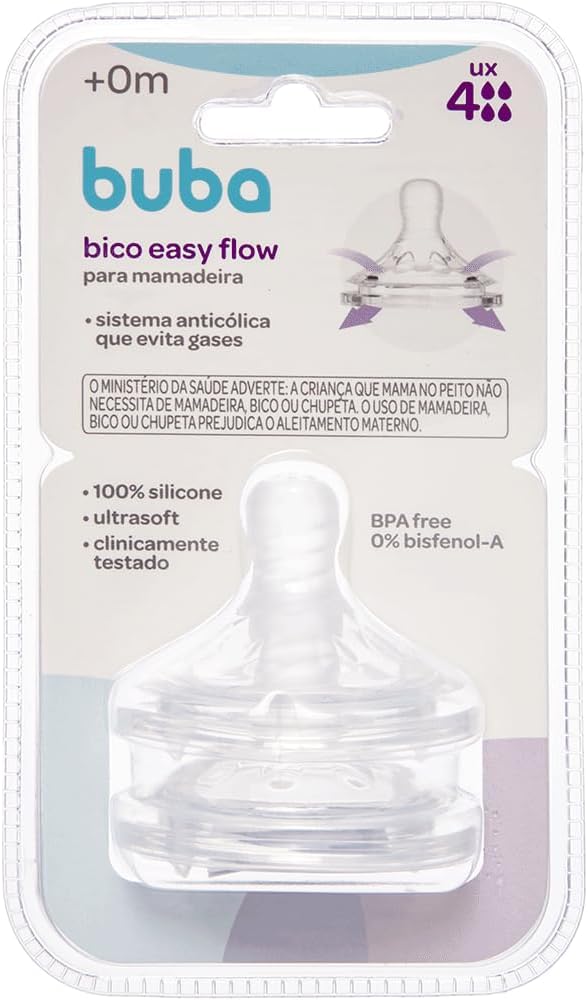 Bico para Mamadeira Buba Easy Flow Anticólica Fluxo 4 Silicone 4 Bico para Mamadeira Buba Easy Flow Anticólica Fluxo 4 Silicone - Imagem 4