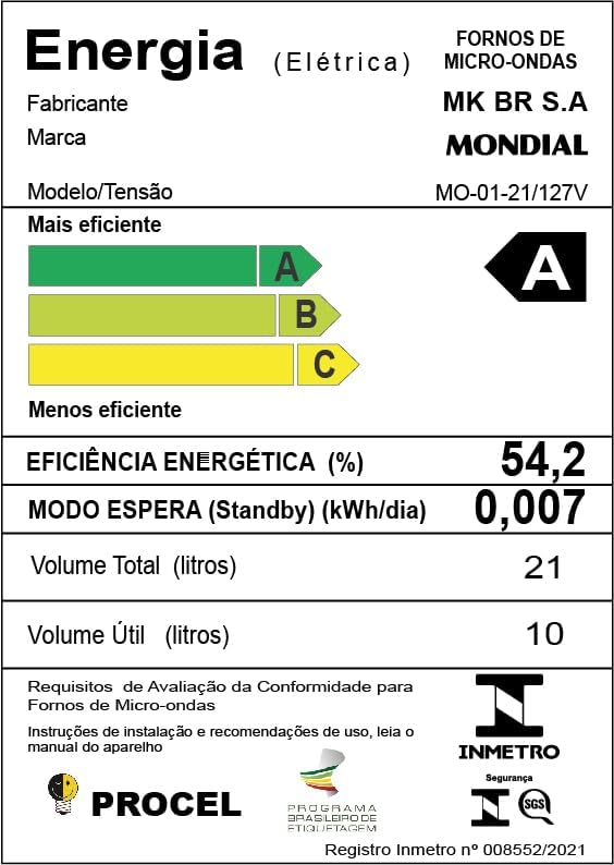 Micro-ondas Mondial MO-01-21-B Preto 21L 1200W Funcionalidades 2 Micro-ondas Mondial MO-01-21-B Preto 21L 1200W Funcionalidades - Imagem 2