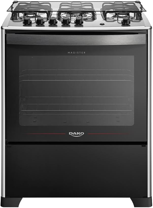 Fogão 5 Bocas Dako Magister Preto com Mesa de Inox Bivolt 2 Fogão 5 Bocas Dako Magister Preto com Mesa de Inox Bivolt - Imagem 2
