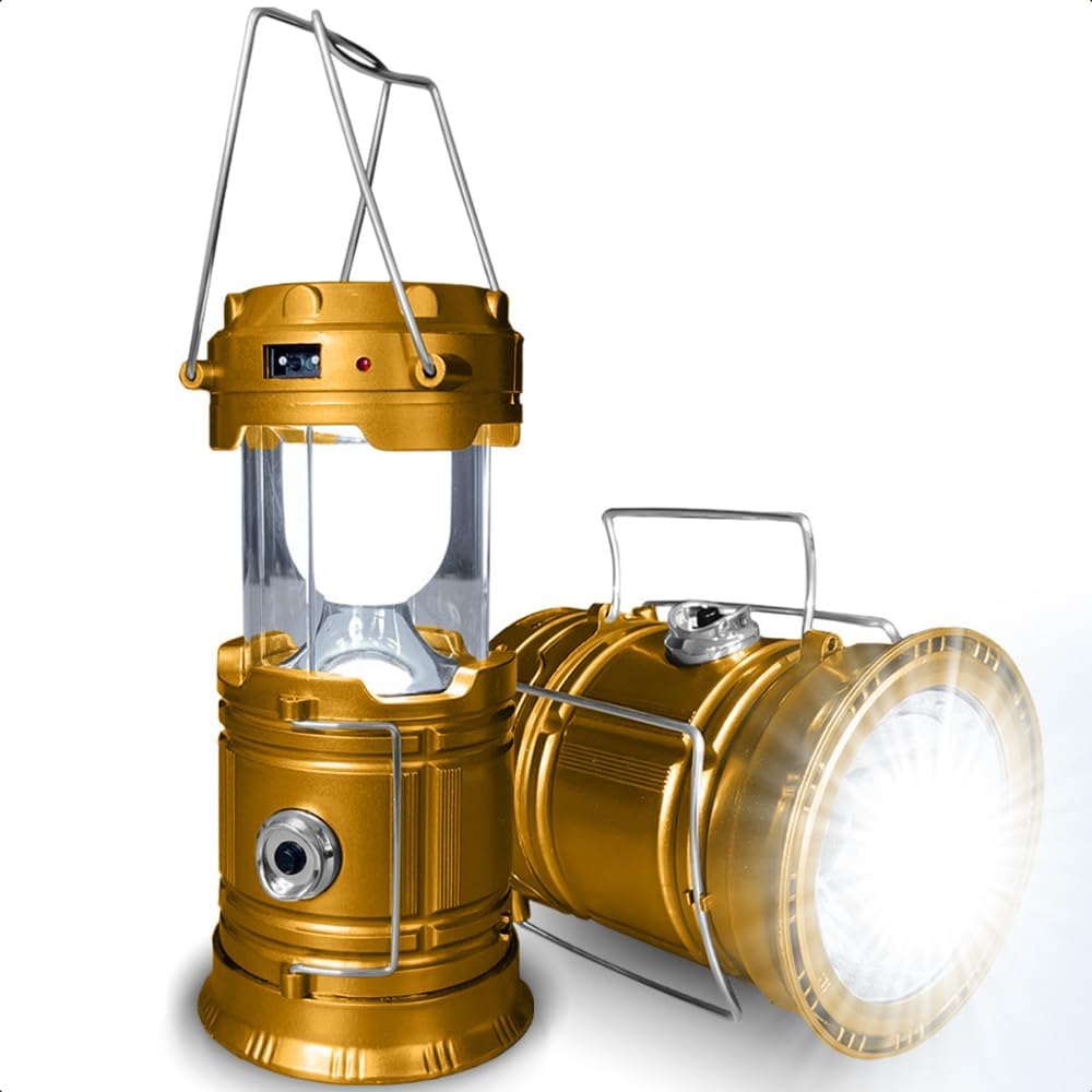 Lampião Retrô Camping Lanterna LED Recarregável Solar Portátil 1 Lampião Retrô Camping Lanterna LED Recarregável Solar Portátil