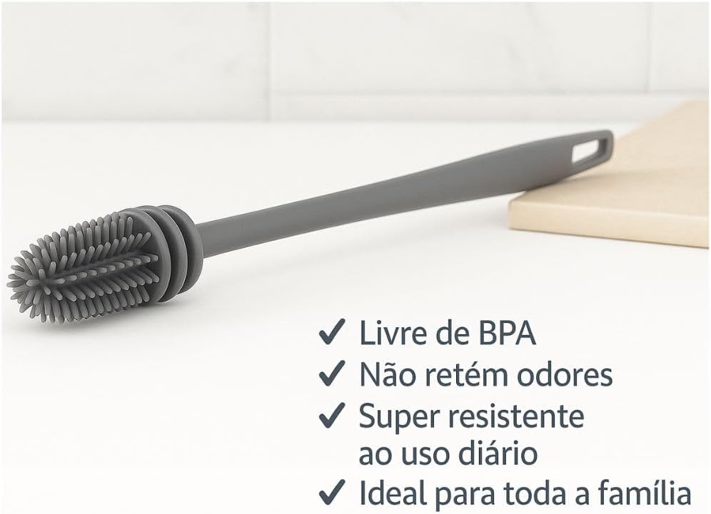 Kit 2 Escovas de Silicone para Limpeza de Mamadeiras e Copos 7 Kit 2 Escovas de Silicone para Limpeza de Mamadeiras e Copos - Imagem 7