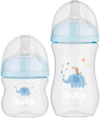 Kit 2 Mamadeiras Buba Easy Flow Anticólica Azul 120ml 270ml