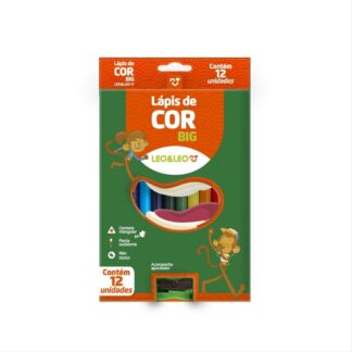 Lápis de Cor Leonora Big 12 Cores Triangular com Apontador