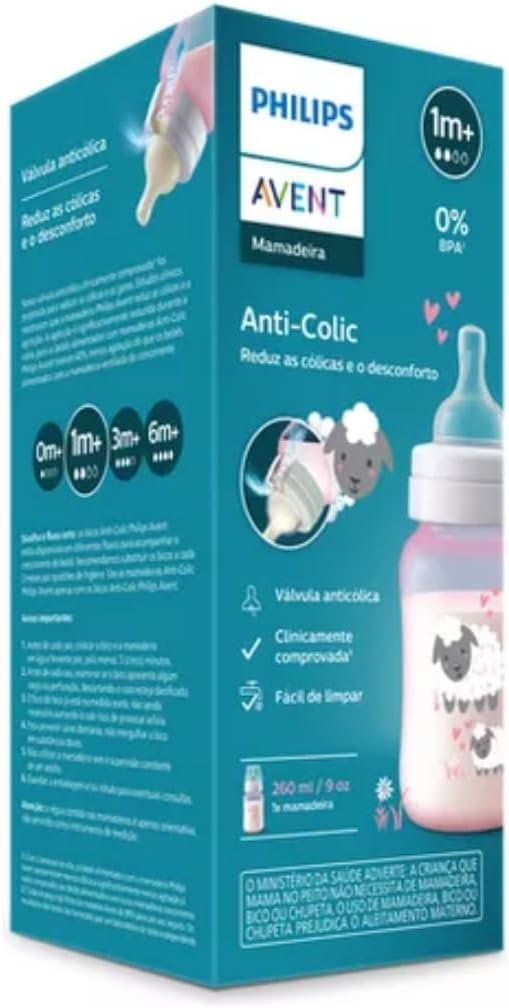 Mamadeira Philips Avent Anti-colic 260ml Rosa Anticolica 4 Mamadeira Philips Avent Anti-colic 260ml Rosa Anticolica - Imagem 4