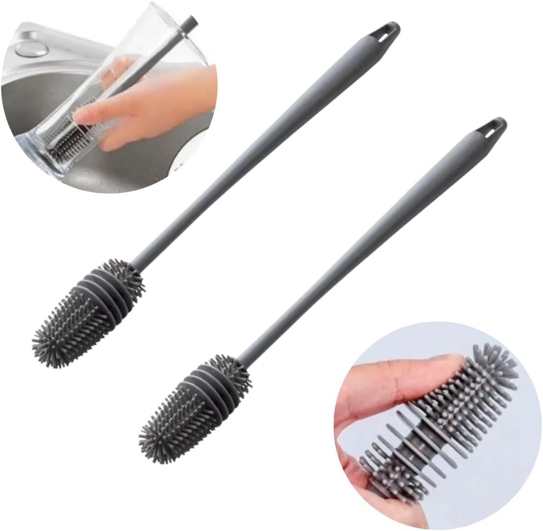 Kit 2 Escovas de Silicone Limpador de Garrafas e Mamadeiras 2 Kit 2 Escovas de Silicone Limpador de Garrafas e Mamadeiras - Imagem 2