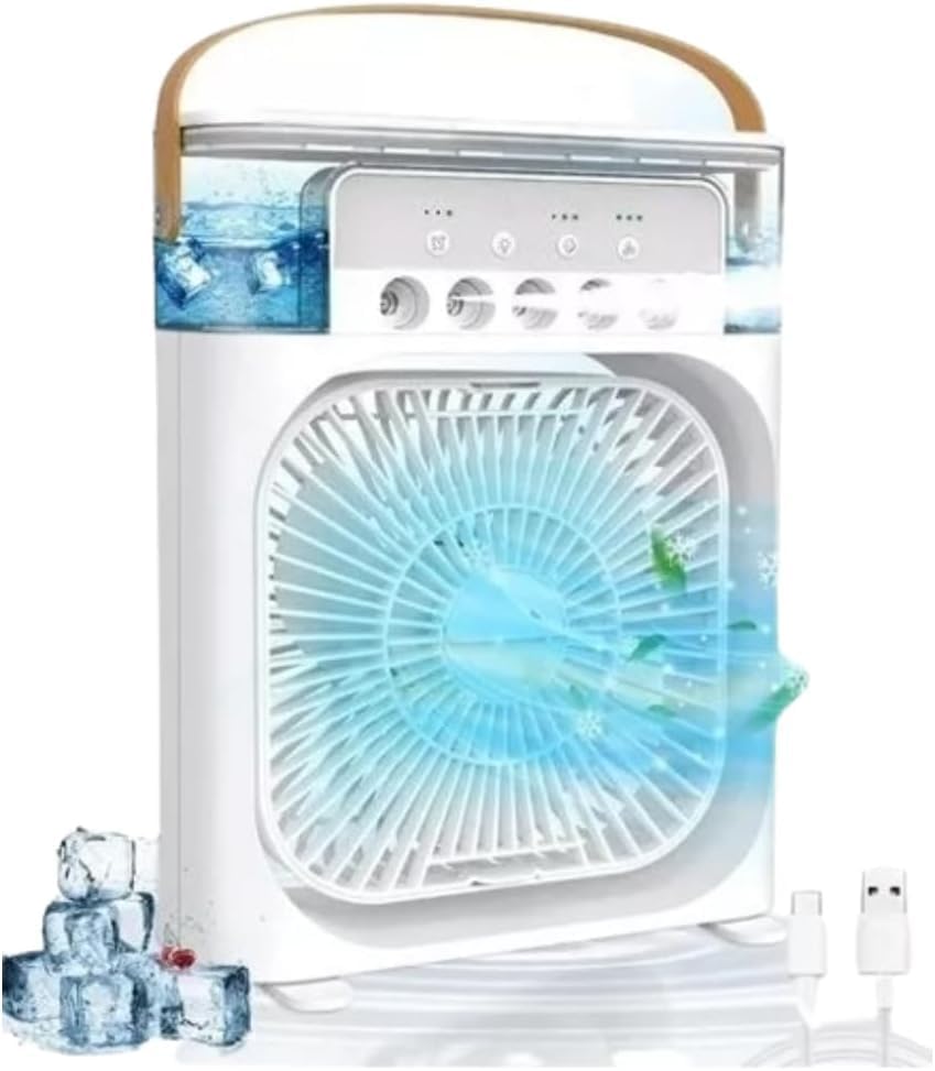 Mini Ventilador Portátil Umidificador Ar Condicionado 3 Velocidades 1 Mini Ventilador Portátil Umidificador Ar Condicionado 3 Velocidades