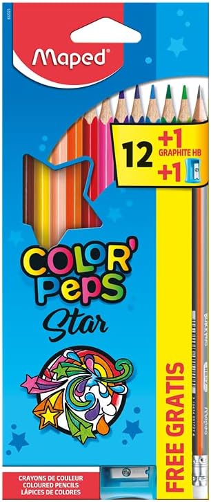 Lápis de Cor Maped Color Peps 12 Cores com Grafite e Apontador