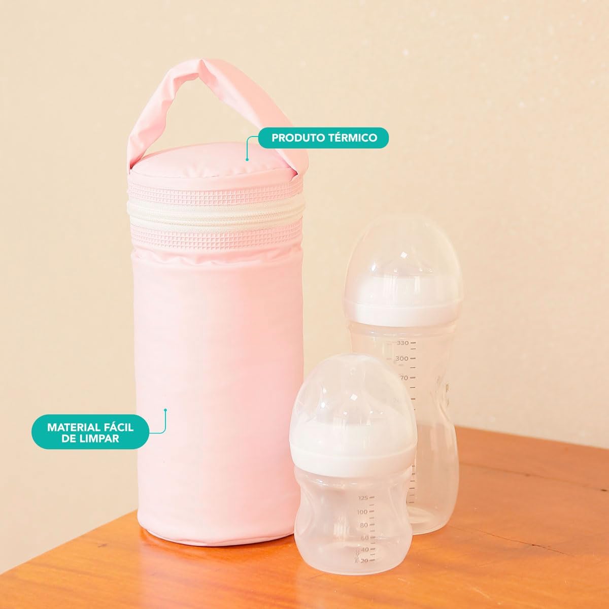 Porta Mamadeira Térmico Impermeável 1 Litro para Bebê Rosa 4 Porta Mamadeira Térmico Impermeável 1 Litro para Bebê Rosa - Imagem 4