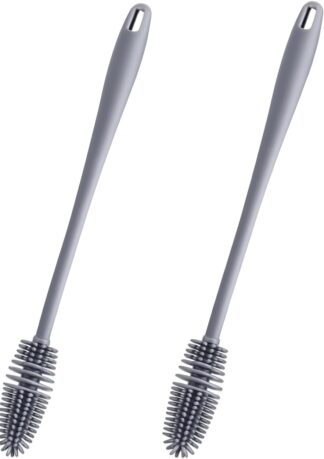 Kit 2 Escovas de Silicone com Cabo Longo para Limpeza de Copos
