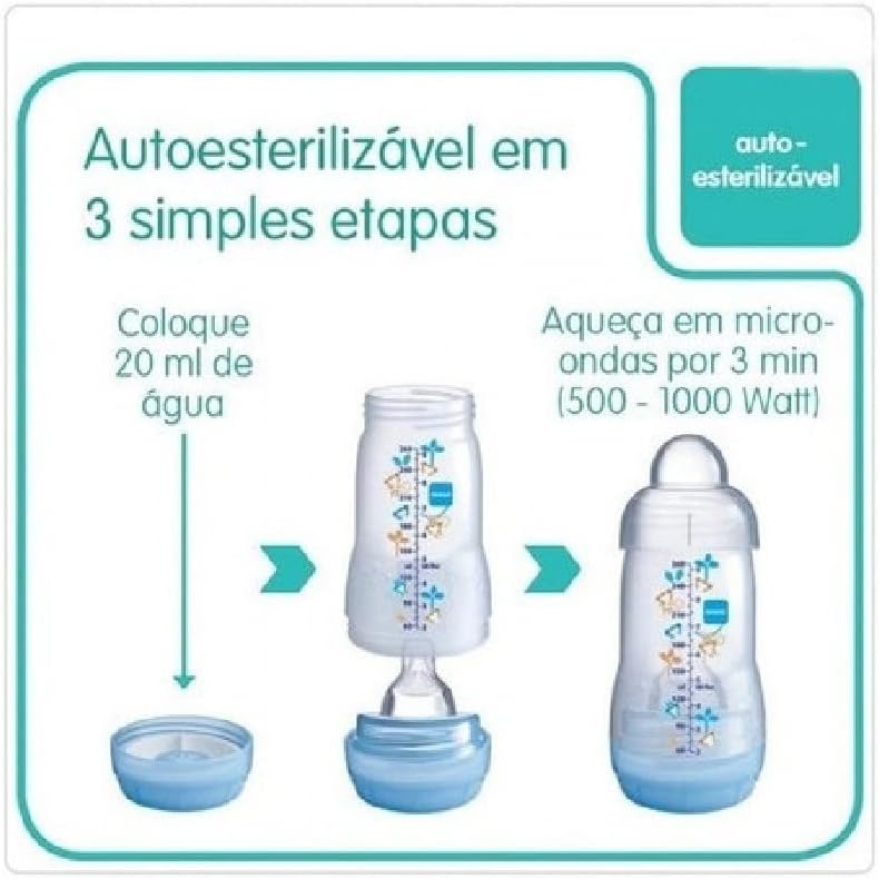 Mamadeira MAM Easy Start 260ml Anticólica Autoesterilizável 6 Mamadeira MAM Easy Start 260ml Anticólica Autoesterilizável - Imagem 6