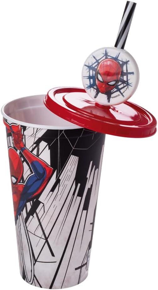 Copo com Canudo Homem-Aranha Plasútil 500ml Modelo 017443-5796 3 Copo com Canudo Homem-Aranha Plasútil 500ml Modelo 017443-5796 - Imagem 3