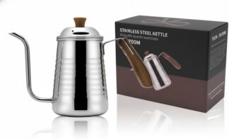 Chaleira Inox TEEM TM700M 700ml Bico Longo Fino Prateado Brilho