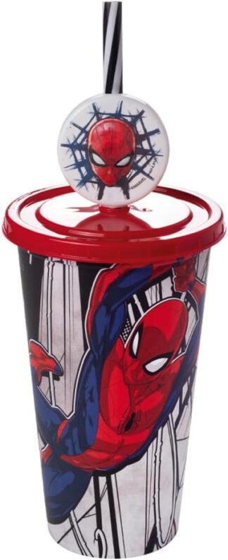 Copo com Canudo Homem-Aranha Plasútil 500ml Modelo 017443-5796