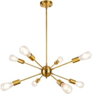 Lustre Sputnik LynPon C-S-C Dourado 8 Luzes Moderno