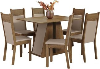 Conjunto Sala de Jantar Madesa Beverly 6 Cadeiras Madeira