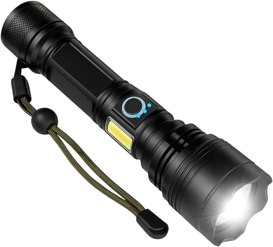 Lanterna Tática T9 LED Recarregável USB com Zoom Ajustável 2 Lanterna Tática T9 LED Recarregável USB com Zoom Ajustável - Imagem 2