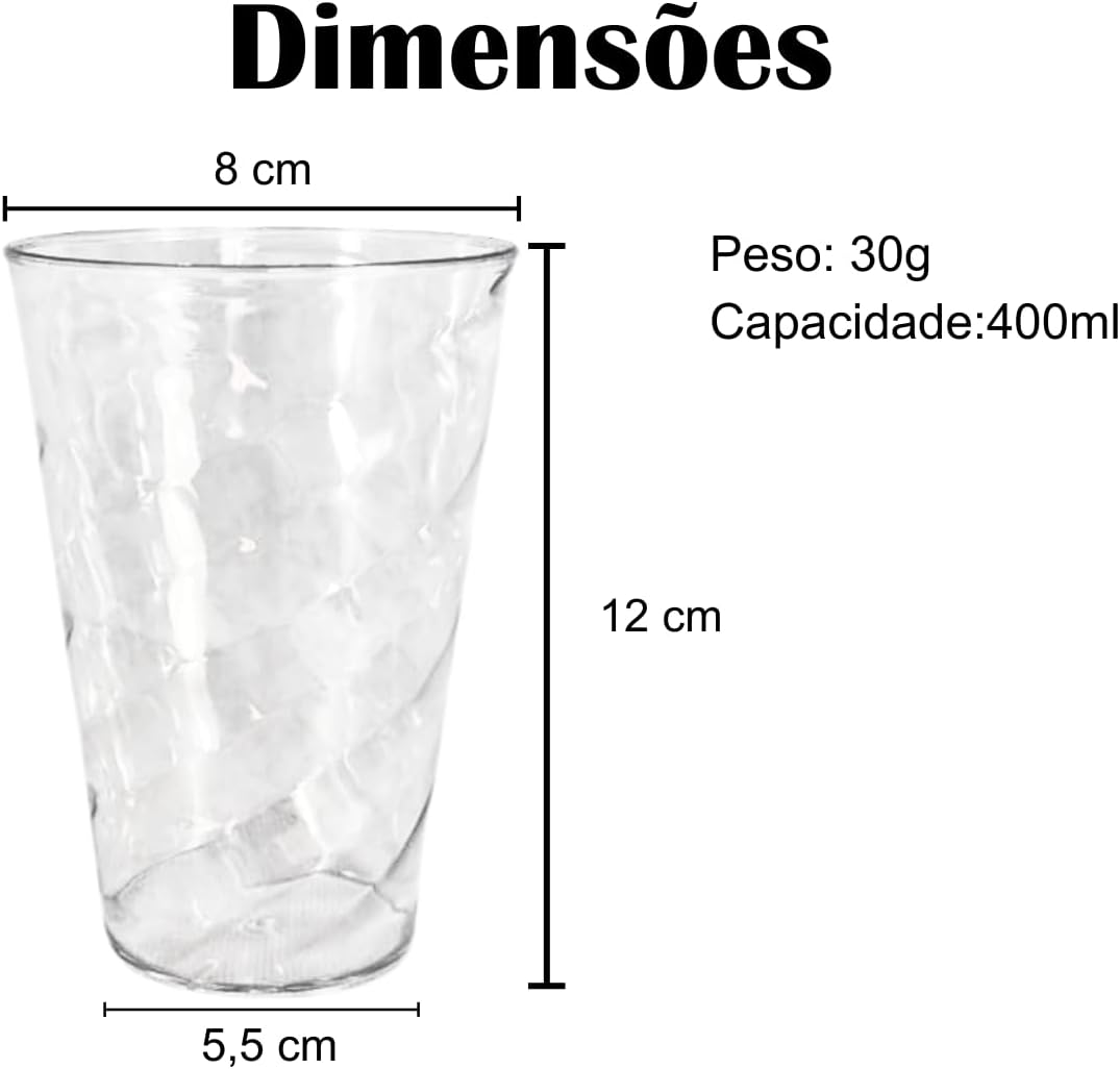 Copo Twister Acrílico 400ml Cristal Kit com 10 Unidades 6 Copo Twister Acrílico 400ml Cristal Kit com 10 Unidades - Imagem 6