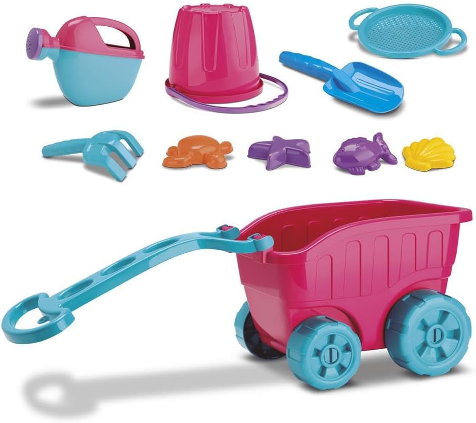 Carriola Divertoys Praia Pink com Acessórios de Brinquedo 1 Carriola Divertoys Praia Pink com Acessórios de Brinquedo