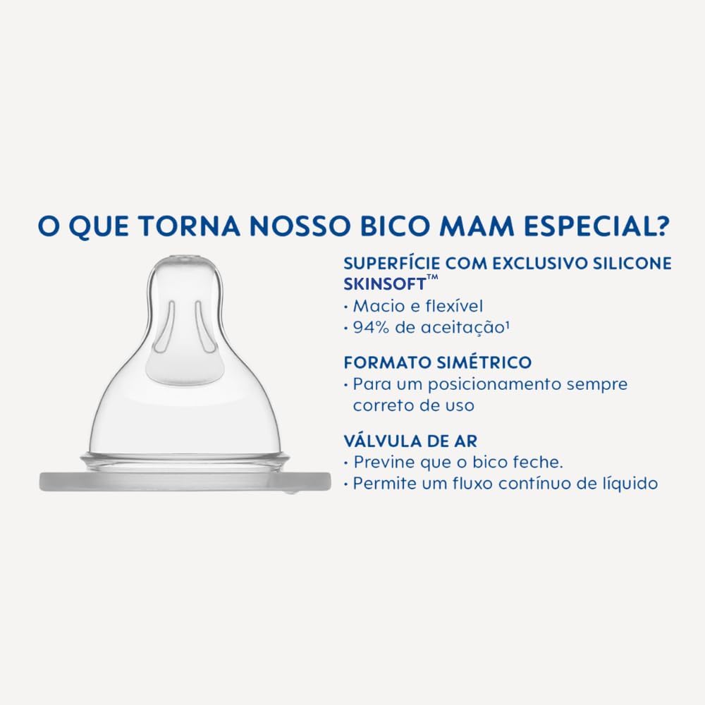 Bico de Mamadeira MAM Fluxo Médio Número 2 Silicone 1 Unidade 3 Bico de Mamadeira MAM Fluxo Médio Número 2 Silicone 1 Unidade - Imagem 3
