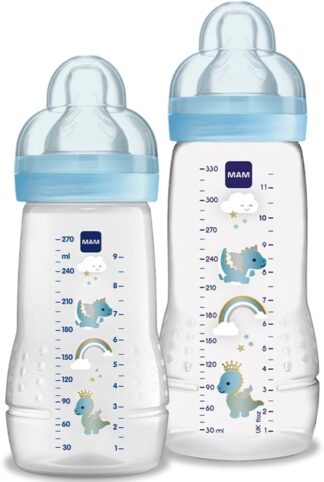 Mam Baby Kit 2 Mamadeiras Easy Active Azul 270ml e 330ml