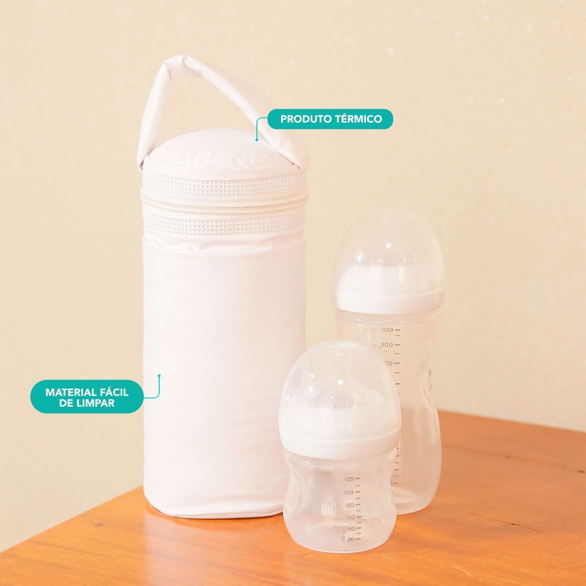 Porta Mamadeira Térmico Bebê 1 Litro Impermeável Branco 4 Porta Mamadeira Térmico Bebê 1 Litro Impermeável Branco - Imagem 4