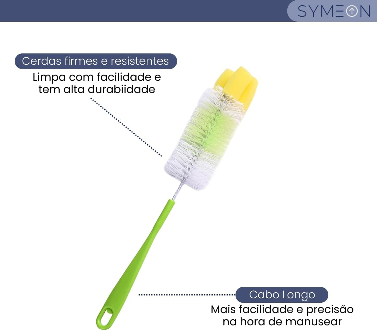 Kit 3 Escovas SYMEON para Lavar Copos Mamadeiras e Garrafas 5 Kit 3 Escovas SYMEON para Lavar Copos Mamadeiras e Garrafas - Imagem 5