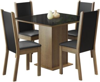 Conjunto Sala de Jantar Madesa Moscou Plus 4 Cadeiras Vidro