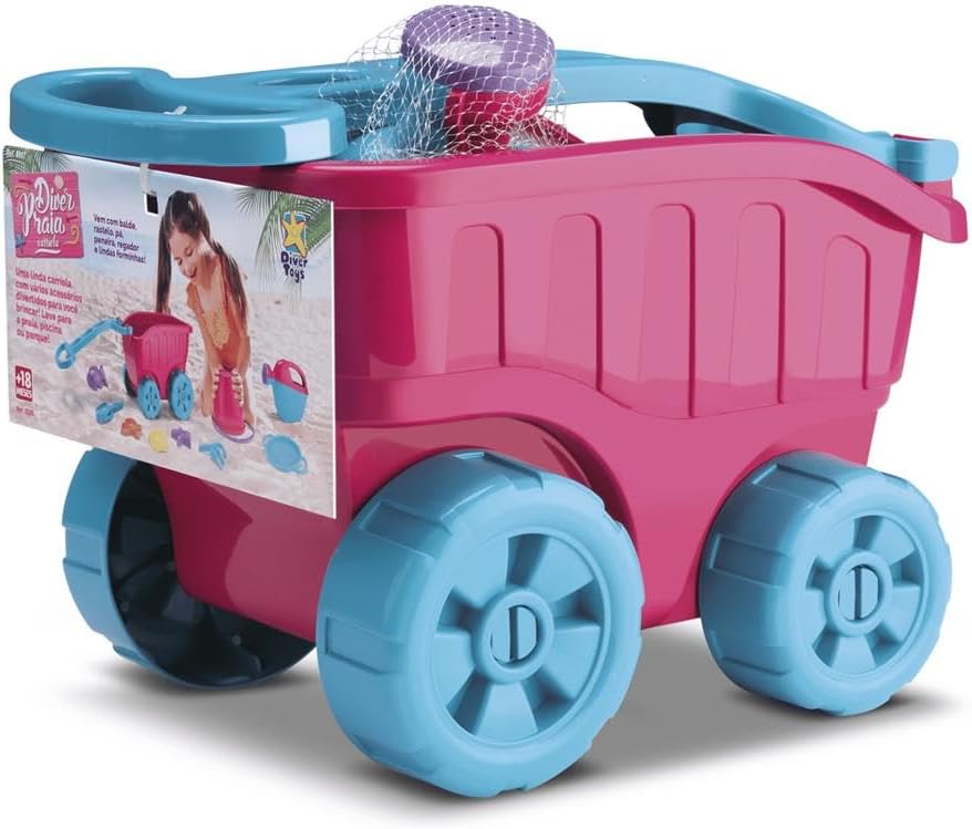 Carriola Divertoys Praia Pink com Acessórios de Brinquedo 2 Carriola Divertoys Praia Pink com Acessórios de Brinquedo - Imagem 2