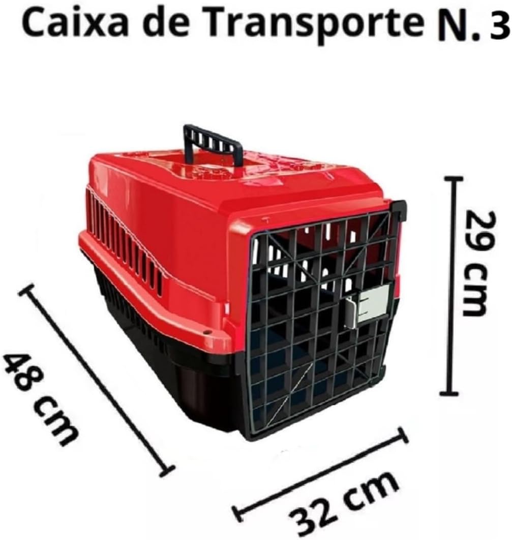 Caixa de Transporte para Cães e Gatos N3 Vermelha até 7kg 2 Caixa de Transporte para Cães e Gatos N3 Vermelha até 7kg - Imagem 2